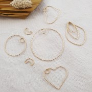 Colgante círculo diamantado 25 mm de plata 925 Dorado con oro fino x1 